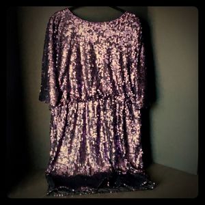 Eliza J Sequined purple mini-dress